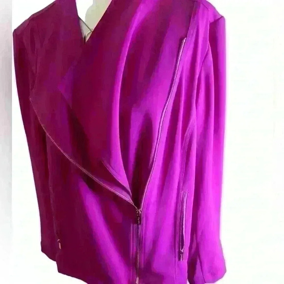 Calvin Klein Magenta Moto Jacket EUC gold hardware size tag removed- size est L - Picture 5 of 15